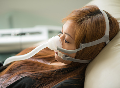 Young woman with CPAP