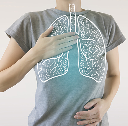 person in gray t-shirt with image of lungs