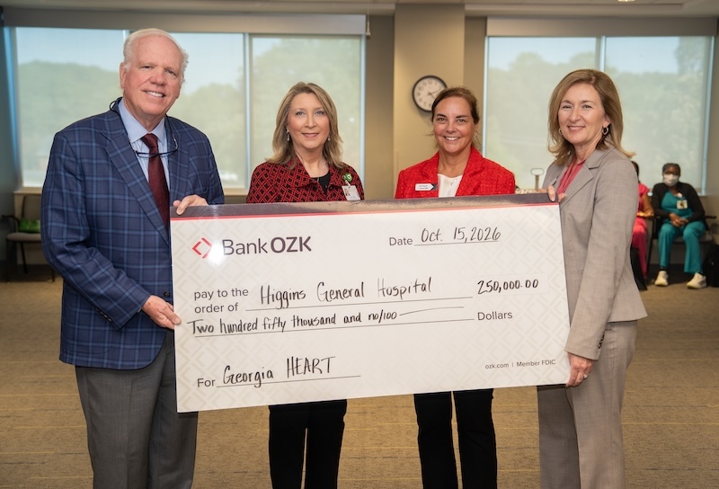 Higgins General Hospital Receives $250,000 from Bank OZK for Ninth Consecutive Year Through Georgia HEART Program