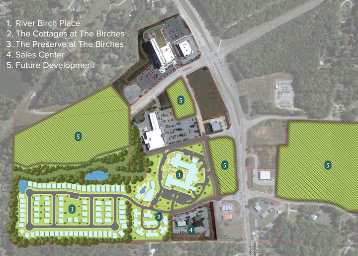 The site plan for The Birches on Maple