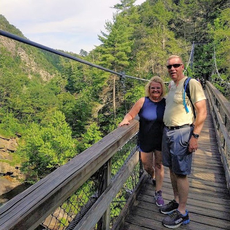 John and Kim Playford on bridge