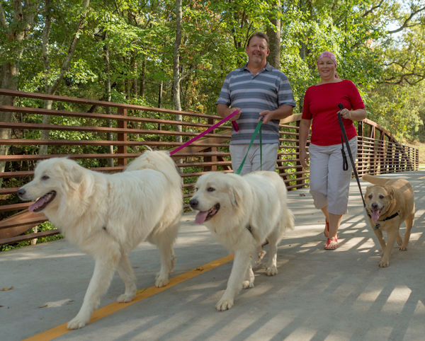 Julie Acree with husband and dogs on GreenBelt Julie Acree with husband and dogs on GreenBelt