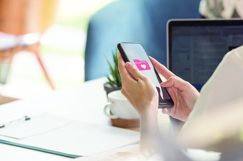 woman looking at phone
