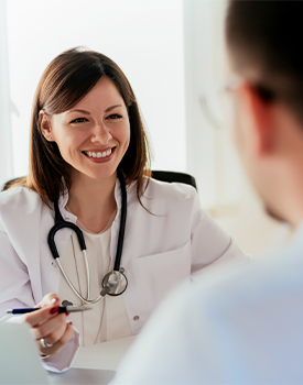 man talking with doctor