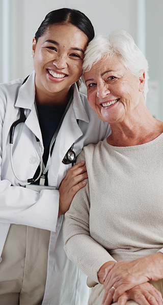 Doctor and patient hugging